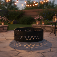 Anneau de foyer en acier de 36 pouces avec motif en treillis diamanté, insert de foyer avec support en maille pour les foyers de camping, de patio et de jardin