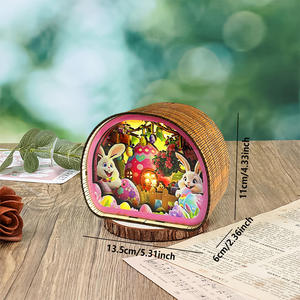 Veilleuse créative en bois 3D stéréoscopique cadeau créatif fête de la mi-automne fête du printemps atmosphère ornement de chevet - Product Image 6