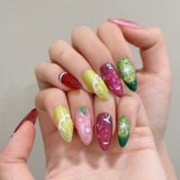 Faux ongles à presser réutilisables durables, carrés colorés en acrylique, style Ins, couvrance totale, avec strass, faits à la main