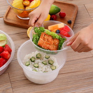 Round Disposable <b>Plastic</b> <b>Lunch</b> <b>Box</b> Thickened With Lid For Takeout Packaging Food Storage - Product Image 2