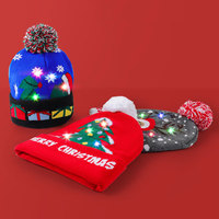 Cappello di Natale Berretto Berretto LED Berretto in maglia invernale Cappelli da neve Cappello per Festa di Natale per adulti