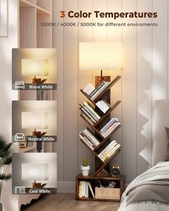 Estantería de 6 Niveles con Forma de Árbol, Color Marrón, con Luz, Librería Estrecha, Organizador de Libros Alto con Gabinete de Almacenamiento - Product Image 5