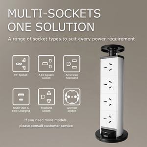 Enchufe de Corriente Empotrado Oculto con Sistema de Elevación Manual, Adaptador de Enchufe AU y Cable de Carga USB Tipo C y Tipo A de 1.5M - Product Image 5