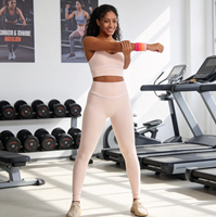 Ensemble de yoga sans couture pour femme : débardeur court à col en U coupe ajustée et leggings longs taille haute pour la gym, le Pilates et l'entraînement sportif