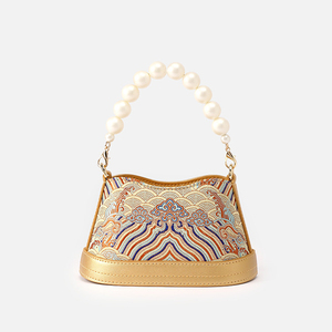 Custom OEM Ladies 2026 New Embroidered Luxury Designer High Quality Genuine Leather And Fabric Women Party Evening <strong>Handbags</strong> - Product Image 4