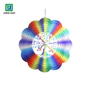 Custom Decorative Metal 3D Wind Spinners With Colour Changing Hanging Ornaments