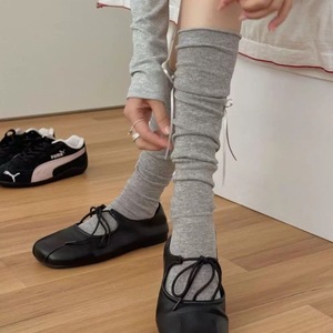 Knee-High Slouch <b>Socks</b> Women White Bow Design Breathable Polyester Fiber Spring Summer Fashion Style - Product Image 2