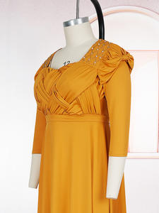 Новинка: Длинное вечернее платье макси из камвольной ткани с цветочным принтом, стразами и бисером, с длинными рукавами, для церемоний и торжеств. - Product Image 3