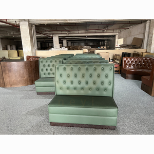Muebles Comerciales Modernos de Madera Maciza Verde para Restaurantes, Cabinas de Comedor BT428 - Product Image 1
