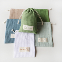 Sacs cadeaux en coton gaufré de haute qualité, étiquette personnalisée, pochette de rangement pour cosmétiques, pochettes d'emballage pour cosmétiques recyclables