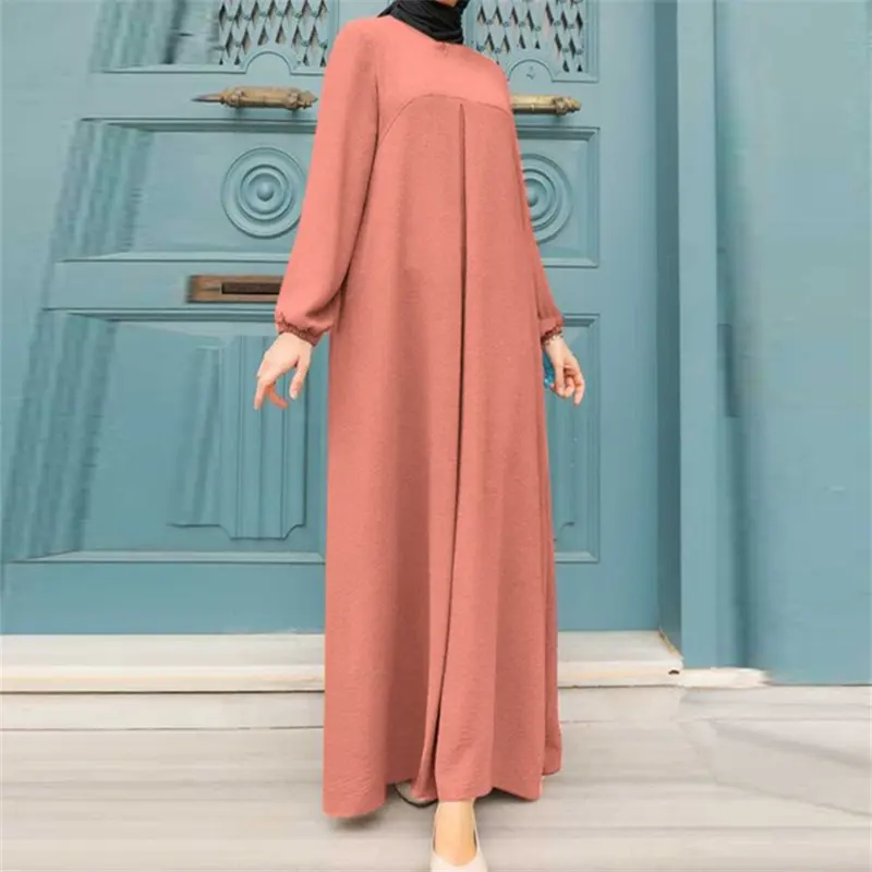 Cross Border Luxury Fashion Abaya Long Dress Muslim Plain Satin Silk Modest Abaya Classic Style Women Muslim Dress