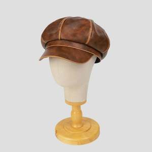 Béret en cuir PU vieilli style vintage pour homme et femme, collection automne-hiver 2025 – Casquette gavroche décontractée rétro à 8 panneaux - Product Image 2