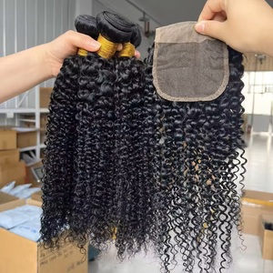 Lots <span class=keywords><strong>de</strong></span> mèches <span class=keywords><strong>de</strong></span> cheveux humains bouclés crépus avec closure, mèches brésiliennes avec closure en dentelle, extensions <span class=keywords><strong>de</strong></span> cheveux vierges <span class=keywords><strong>de</strong></span> qualité supérieure, offre spéciale - Product Image 2