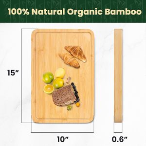 Bandeja <span class=keywords><strong>de</strong></span> servir <span class=keywords><strong>de</strong></span> madera rectangular, <span class=keywords><strong>tabla</strong></span> <span class=keywords><strong>de</strong></span> cortar <span class=keywords><strong>de</strong></span> bambú extragrande con asas y ranura para jugos - Product Image 2
