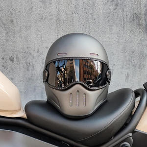 Nouveau casque de moto intégral rétro pour hommes et femmes, design vintage Cafe Racer, <span class=keywords><strong>coque</strong></span> en fibre de verre, boucles en acier inoxydable, haute qualité - Product Image 4