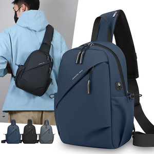 Men's Chest Bag Large Capacity Wear Resistant Outdoor Cycling Crossbody Bag Solid Color Multi Functional Everyday Use - Product Image 1