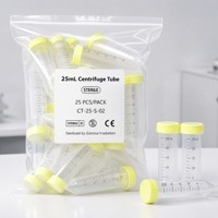 Tube à centrifuger en plastique de 25 ml, stérile, design citron, emballé en sachet, consommables de laboratoire jetables, largement utilisés dans la recherche médicale