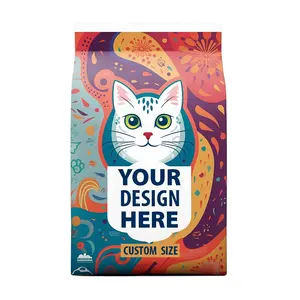 Logo personnalisé OEM pochettes en plastique pour aliments pour animaux de compagnie à fond plat sacs d'emballage à gousset latéral pour aliments sac en aluminium à fermeture éclair