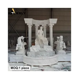 Natural Cast Stone Garden Fountain Garden Decoration Large Outdoor White Stone Marble Trevi Fountain With Statues