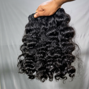 ผมต่ออินเดียแท้แบบเรมี่  ลอนธรรมชาติ ปลายผมหนา  แบบเส้นเดียว  HD Hair Weaving สีดำธรรมชาติ - Product Image 1