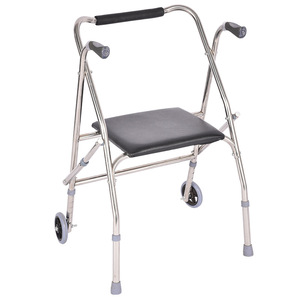 Walker With Seat Stainless Steel Wheeled <b>Rollator</b> For Seniors Rehabilitation Use - Product Image 3