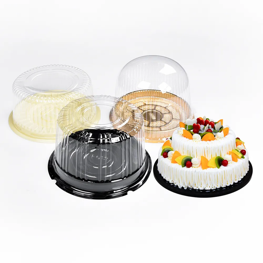 Sunzza custom disposable transparent clear lid black pet round blister plastic packing box container birthday cake packaging
