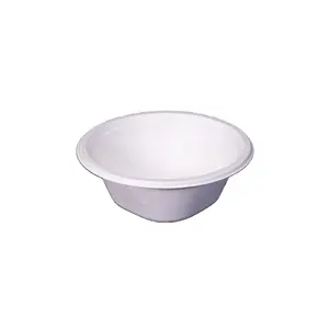 Bagasse Round Bowl 12oz 360ml PFAS Free Eco Friendly Compostable Sugarcane White Disposable Bowls For Soup Salad