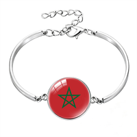 Bracelet personnalisé avec cabochon drapeau marocain, chaîne en métal et pierre précieuse, idéal pour les voyages dans le désert et comme souvenir touristique