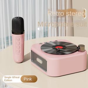 Microfono Karaoke Vintage per Famiglia, Giradischi Portatile con Due Microfoni Wireless, Altoparlante per Feste Musicali - Product Image 6