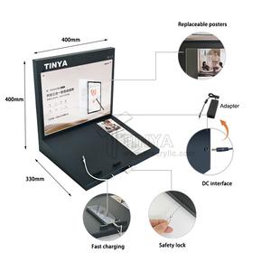 TINYA Nouveau présentoir incliné à LED en PMMA, support d'affichage pour affiches et appareils mobiles, avec port de charge, pour magasins de détail - Product Image 3