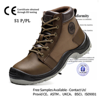 Chaussures de sécurité unisexes en cuir véritable avec embout en acier, semelle extérieure en PU, anti-perforation, résistantes aux chocs, pour l'usine