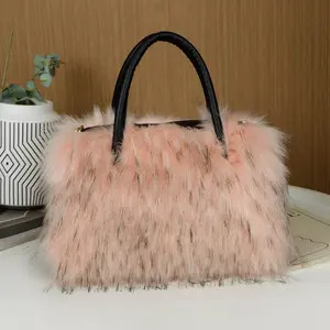 Großhandel New Fashion Frauen große flauschige Pelz Handtasche Lady Taschen echte Faux Fox Fur Umhängetasche