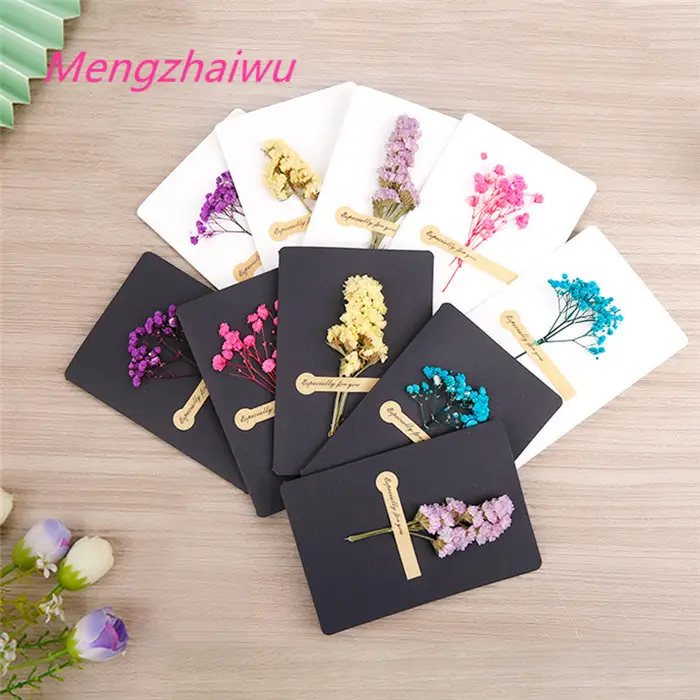 Mexico hot sale small gifts ideas event party supplies creative Dried flower design Blessing greeting cards in bulk