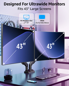 Soporte de Monitor Doble de 17-43 Pulgadas, Soporte de Monitor Premium de Movimiento Completo, Soporte de Monitor Dual Ultraancho - Product Image 3