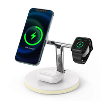 Chargeur sans fil électrique 3-en-1 en gros pour montre, magnétique puissant et réglable pour iPhone 17, support de chargeur de bureau pour écouteurs, veilleuse