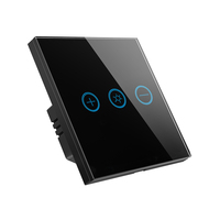 Interruptor inteligente WiFi Tuya con panel táctil de vidrio estándar europeo, temporizador remoto por aplicación para interruptores de pared