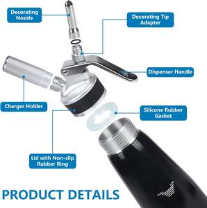 Distributeur de crème en aluminium écologique 250 ml (9 oz) avec poignée en silicone – Outil à dessert très prisé – Idéal comme cadeau pour amis - Product Image 3