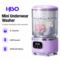 Mini machine à laver portable pour sous-vêtements, 3000 mAh, sans fil, rechargeable par USB, 2 L, pour les voyages, la maison, les chaussettes, les culottes, les vêtements de bébé