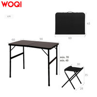 Table pliante WOQI avec 2 tabourets, table de pique-nique portable pour l'extérieur, table et chaise pour pique-nique, plage, bureau d'étude ou de travail en intérieur