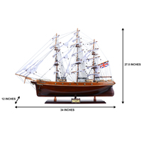 T016 OMH Cutty Sark, modèle de bateau personnalisé en bois de cèdre noir, bateau à voile haut de gamme peint à la main, décoration nautique, Vietnam