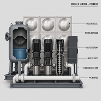 Équipement d'alimentation en eau à pression constante à fréquence variable industrielle, productivité de 5000 L/heure, garantie 1 an, pour bâtiments hospitaliers