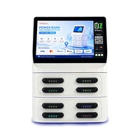 Station de location de chargeurs portables, borne de recharge mobile commerciale, écran tactile, lecteur de cartes, système de paiement par code QR, ignifuge