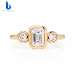 Nuovi Anelli di Fidanzamento e Matrimonio di Lusso in <span class=keywords><strong>Argento</strong></span> 925 Placcato Oro 18K con Tripla Intreccatura Faith Hope e Moissanite per Donne - Product Image 6