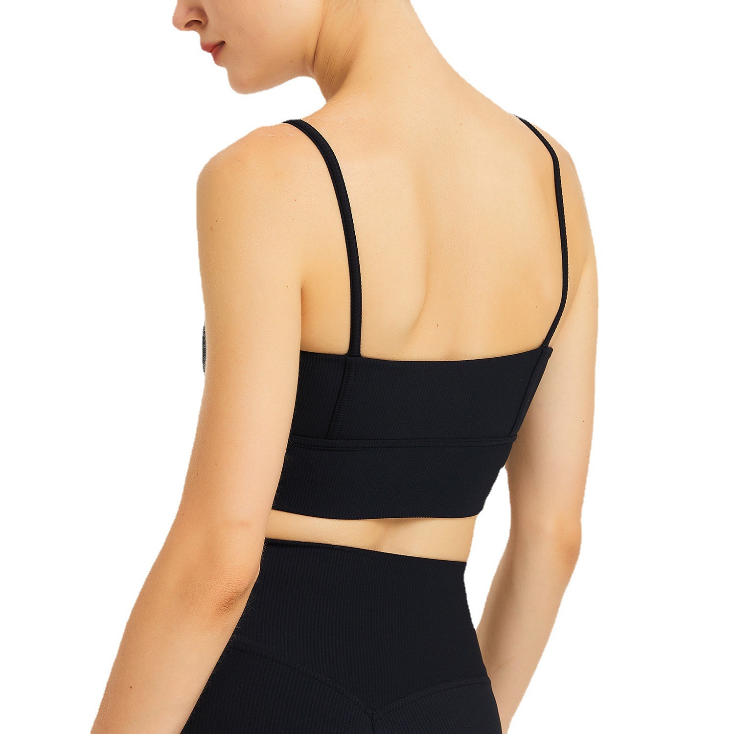 Custom Slim Fit Strappy Ribbed Yoga Crop Top Supportive Breathable Sports Bra For Gym Workouts And Daily Comfort