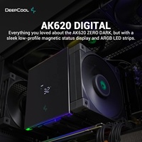 DeepCool AK620 Refroidisseur d'Air Numérique pour Processeur, Puissant 260W TDP, 6 Caloducs en Cuivre, Double Tour avec Écran d'Affichage du Statut, Ventilateur Haute Performance