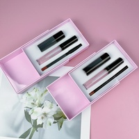 Boîte d'emballage à tiroir rose en gros brillant à lèvres brillant étanche Vegan 3 en 1 kit pour les lèvres marque privée rouge à lèvres mat brillant à lèvres