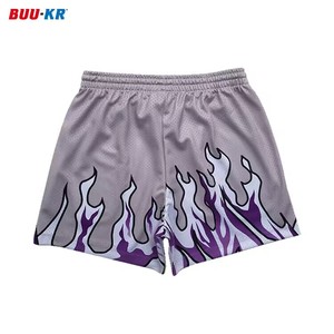 Buker Short en maille imprimé de logo personnalisé de 5 pouces Ensemble de shorts de basket-ball décontractés Flame pour hommes - Product Image 2