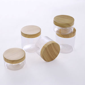 Pot cosmétique transparent pour animaux de compagnie de 100 ml, 150 ml, 200 ml, 250 ml, en plastique, pour gommage corporel, avec couvercle en plastique imitation bois. - Product Image 4