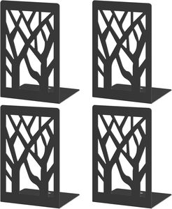 2 Pezzi Fermalibri Moderni in Metallo per Scaffali, Fermalibri Neri a Forma di Albero per Libri, Organizzatore Decorativo per Libri da Scrivania e Scaffali - Product Image 1