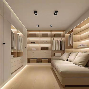 Système de dressing de luxe <span class=keywords><strong>avec</strong></span> portes vitrées et îlot <span class=keywords><strong>central</strong></span>, meuble de chambre à coucher - Product Image 3